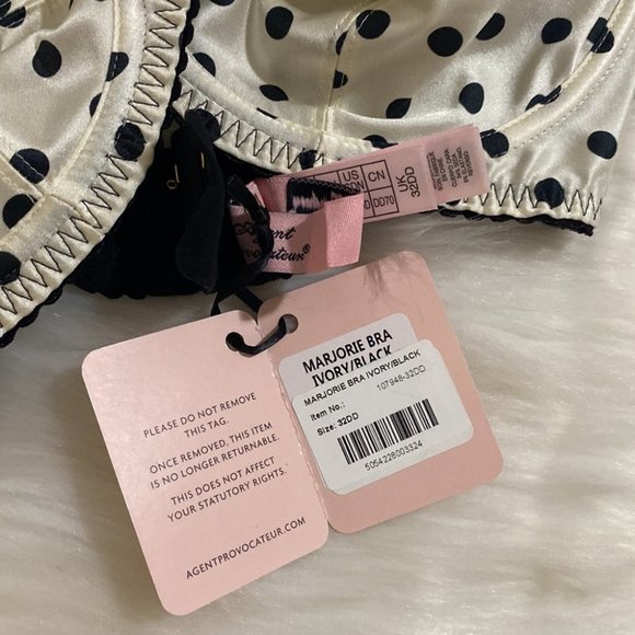 Agent Provocateur Marjorie Silk White Black Polka Dot Bra NWT - Picture 8 of 12